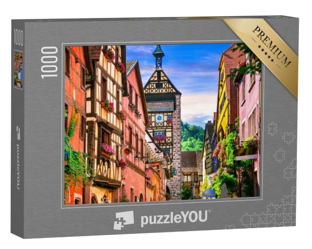 Puzzle de 1000 pièces « Les plus beaux villages de France - Riquewihr en Alsace. Célèbre route des vins et "route romantique". »