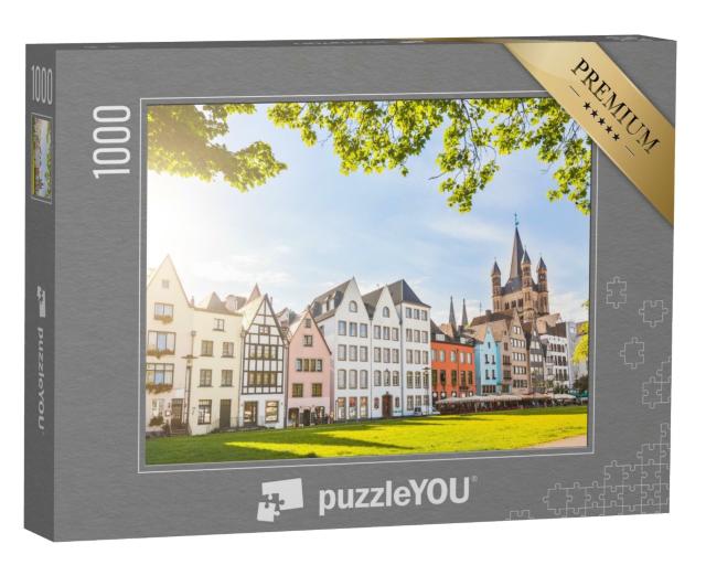 Puzzle de 1000 pièces « Maisons colorées et parc verdoyant à Cologne, Allemagne »