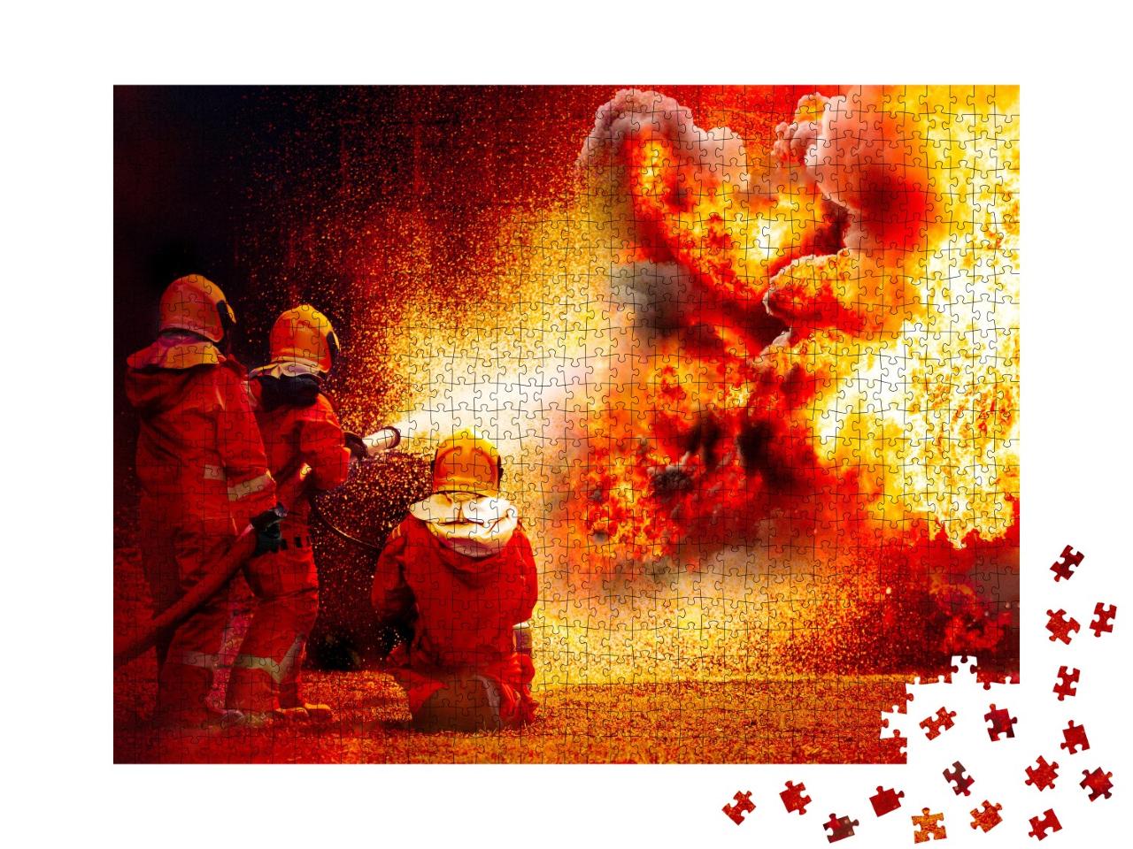 Puzzle de 1000 pièces « Les pompiers combattent une explosion »