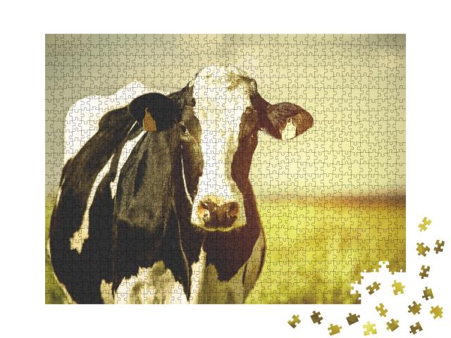 Puzzle de 1000 pièces « Vache laitière à la campagne »