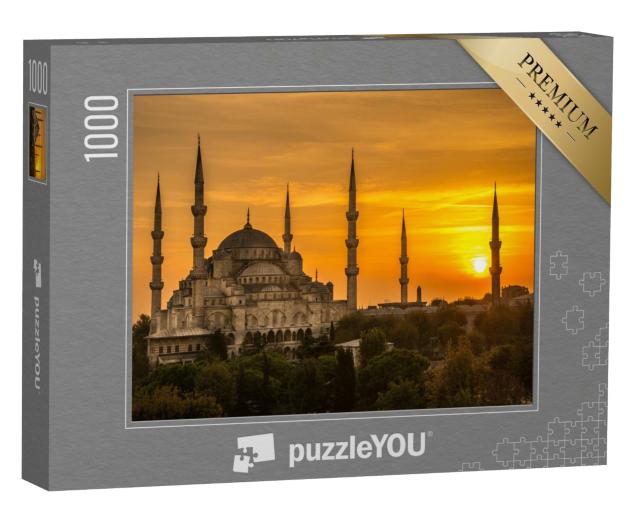 Puzzle de 1000 pièces « Coucher de soleil à la Mosquée bleue »