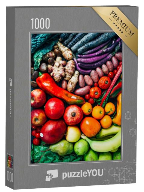 Puzzle de 1000 pièces « Composition de fruits et légumes assortie de couleurs »