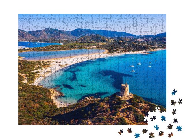 Puzzle de 1000 pièces « Tour de Porto Giunco et plage de Simius, Sardaigne, Italie »