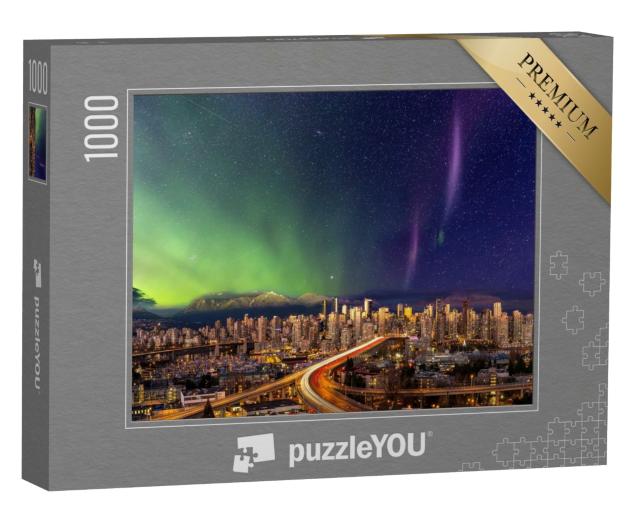 Puzzle de 1000 pièces « Le centre-ville de Vancouver avec des aurores boréales »