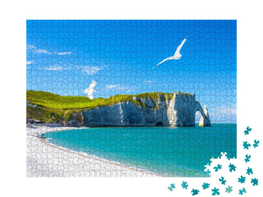 Puzzle de 1000 pièces « Paysage panoramique pittoresque sur les falaises d'Etreta »