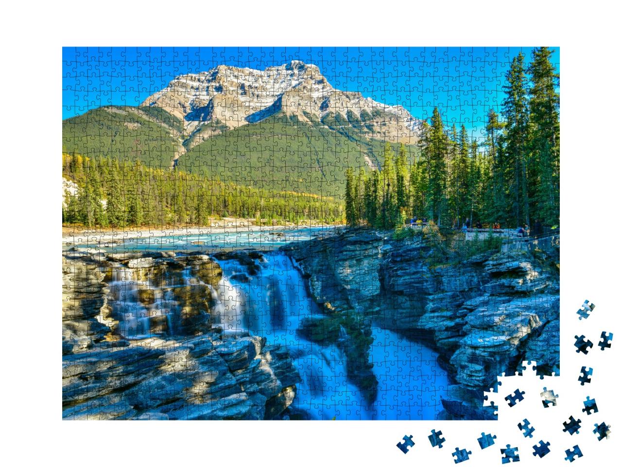 Puzzle de 1000 pièces « Chutes d'Athabasca en automne, Parc national Jasper, Canada »