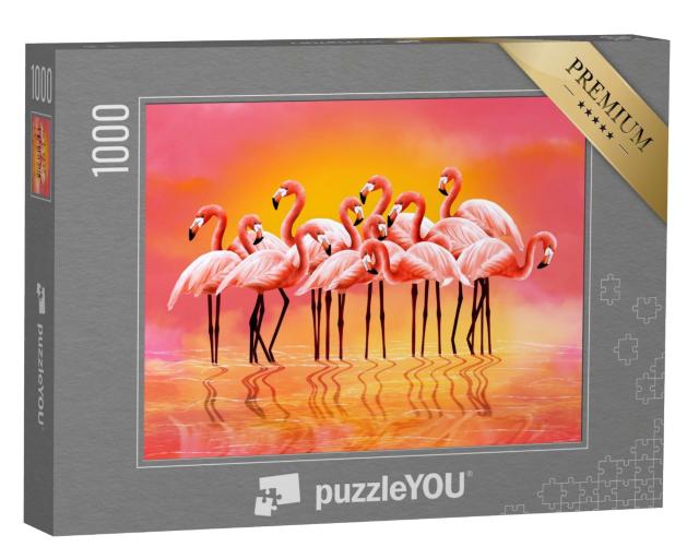 Puzzle de 1000 pièces « Panorama de flamants roses »