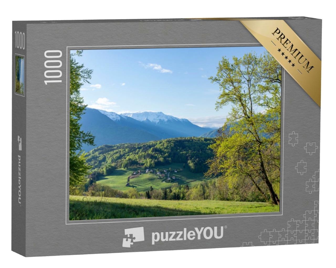 Puzzle de 1000 pièces « Paysage de montagne dans les Alpes savoyardes dans le parc naturel régional des Bauges »