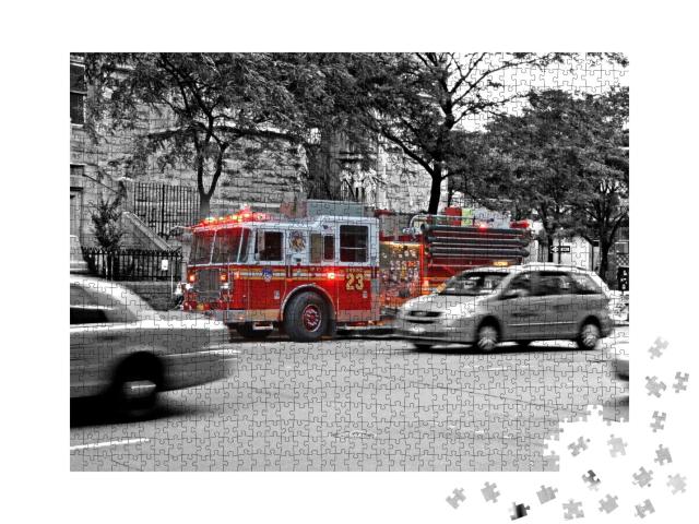 Puzzle de 1000 pièces « Camion des pompiers de New York en action »
