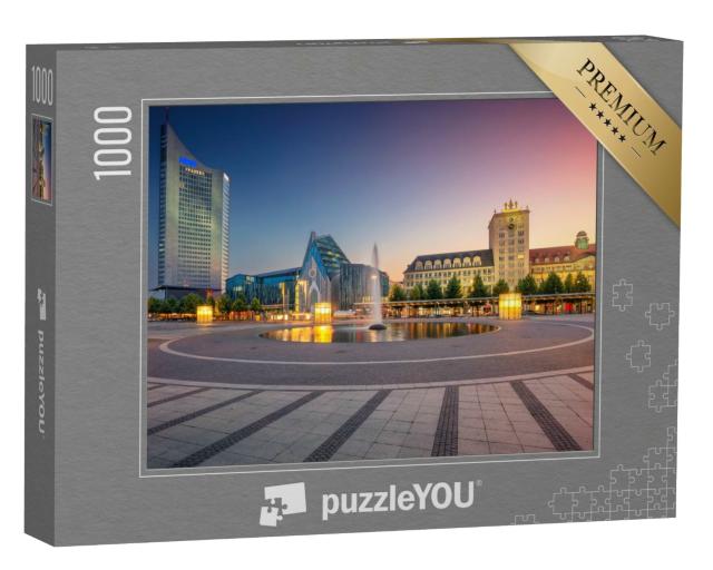 Puzzle de 1000 pièces « Le centre-ville de Leipzig au coucher du soleil, Allemagne »