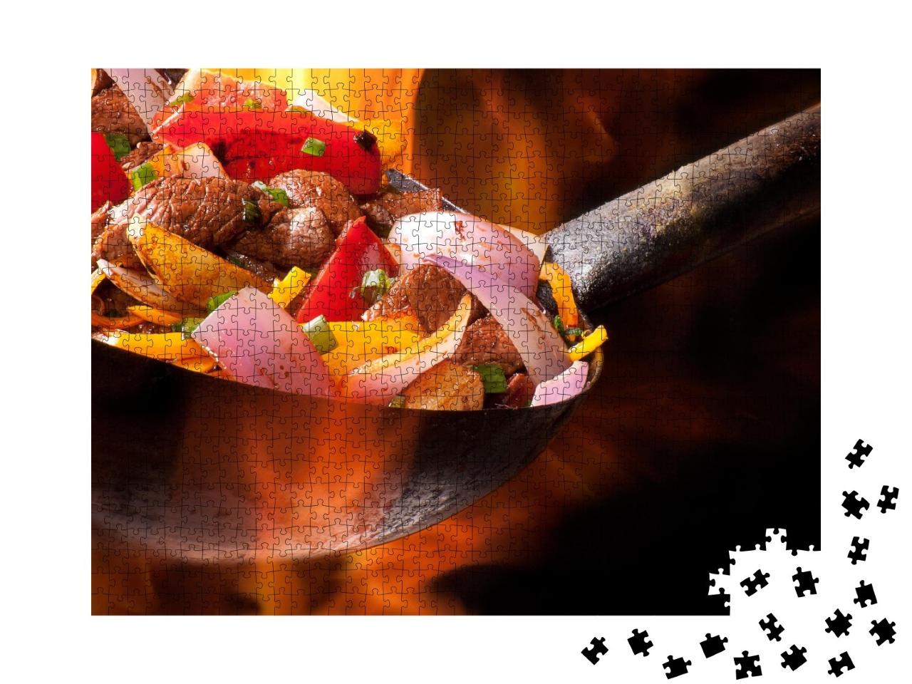 Puzzle de 1000 pièces « Viande et légumes cuits au wok »