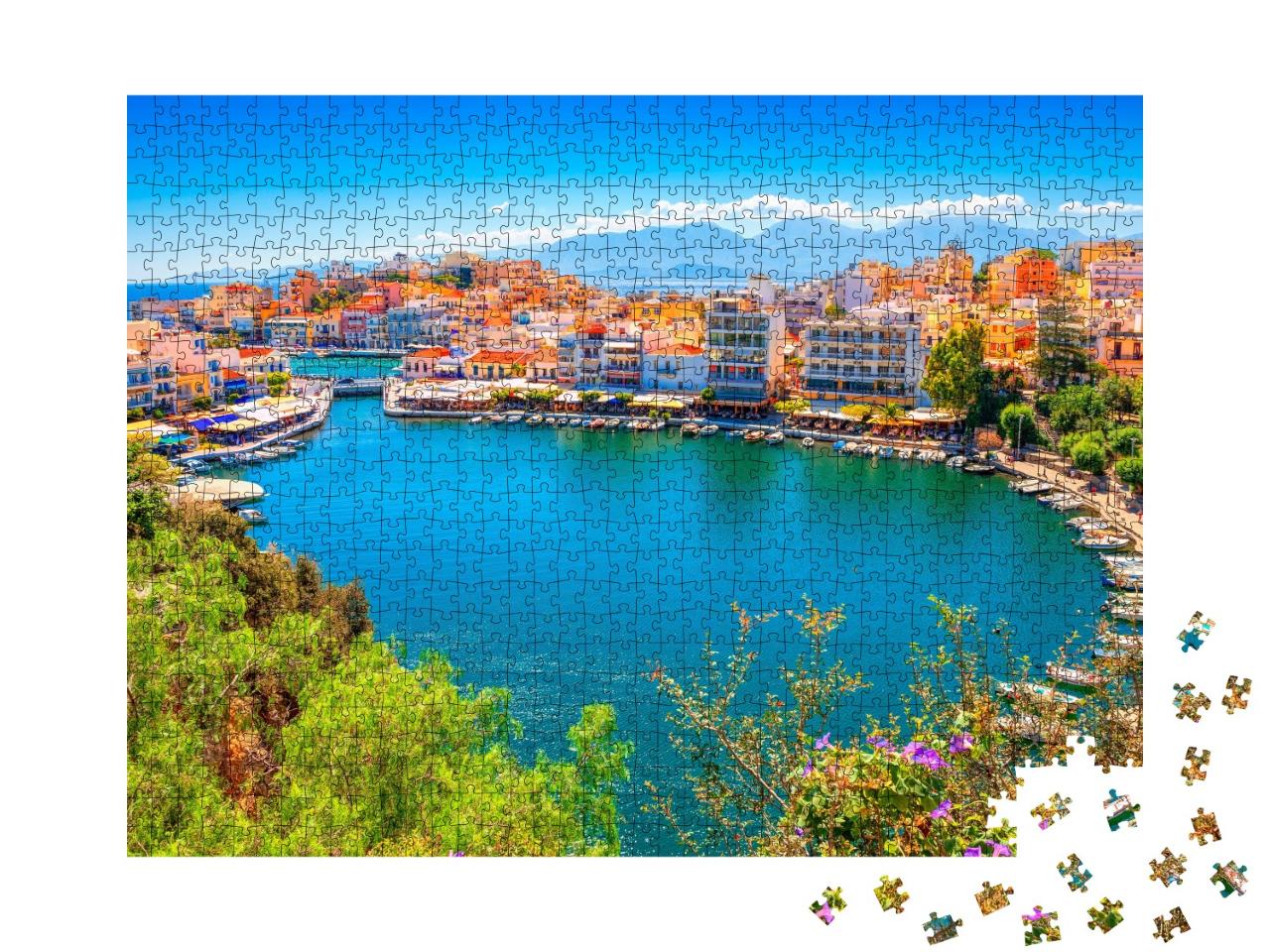 Puzzle de 1000 pièces « Lac d'Agios Nikolaos et de Voulismeni sur l'île de Crète, Grèce »
