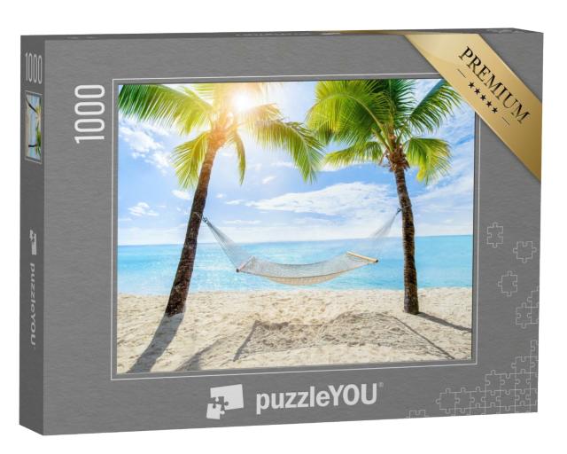 Puzzle de 1000 pièces « Hamac entre deux cocotiers sur une île tropicale »