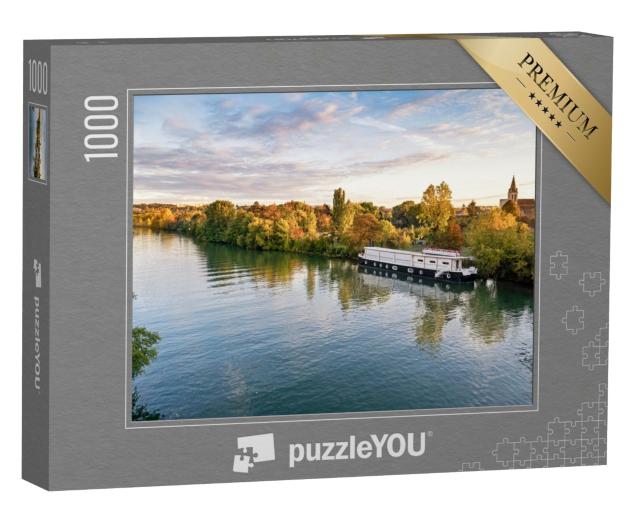 Puzzle de 1000 pièces « La rivière Oise au lever du soleil en automne, Cergy Pontoise, France »