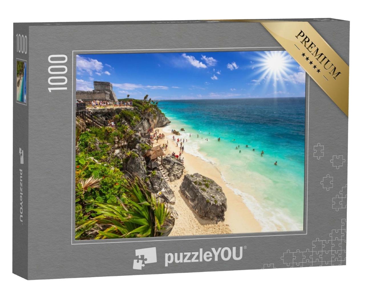 Puzzle de 1000 pièces « Magnifique plage de Tulum sur la mer des Caraïbes, Mexique »