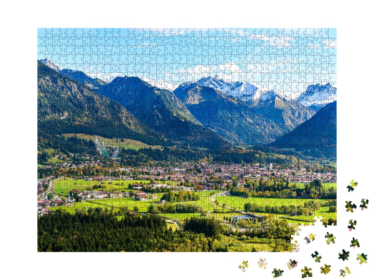 Puzzle de 1000 pièces « Vue panoramique d'Obersdorf en Allgäu »