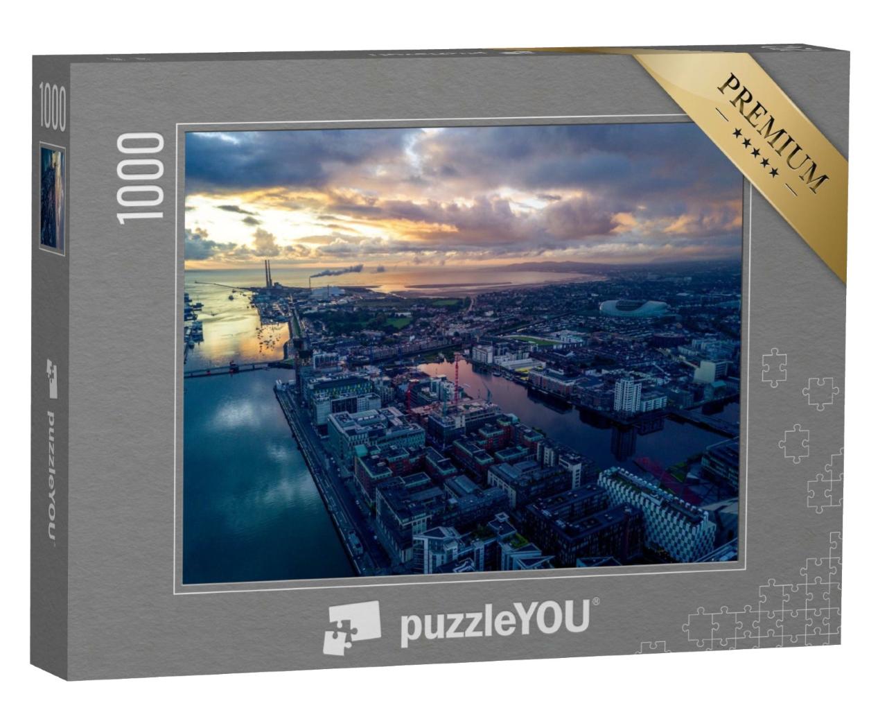 Puzzle de 1000 pièces « Les docks de Dublin le soir, Irlande »