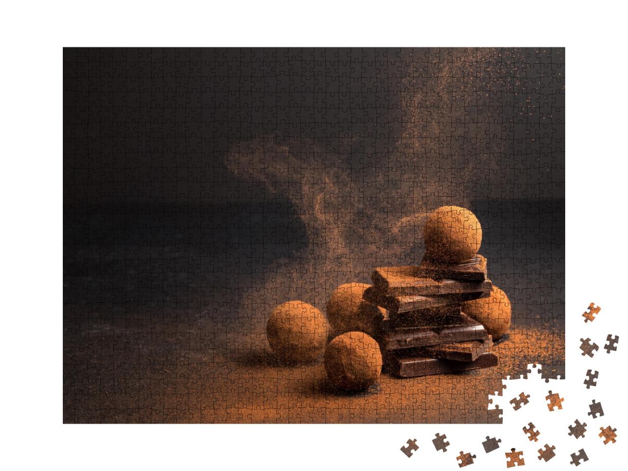 Puzzle de 1000 pièces « Truffes au chocolat dans la poussière de cacao en poudre »