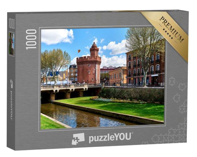 Puzzle de 1000 pièces « Vue sur le canal et le château de Perpignan au printemps. Pyrénées-Orientales, France »