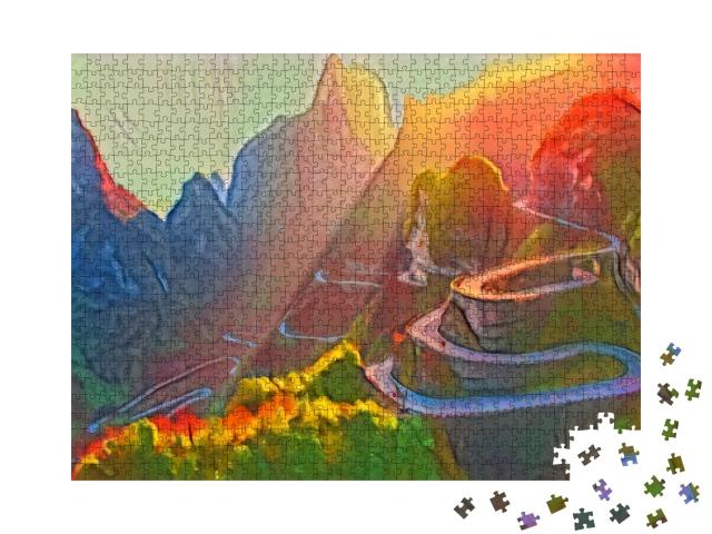 Puzzle de 1000 pièces « dans le style artistique de Franz Marc - Parc national des monts Tianmen, province du Hunan, Chine »