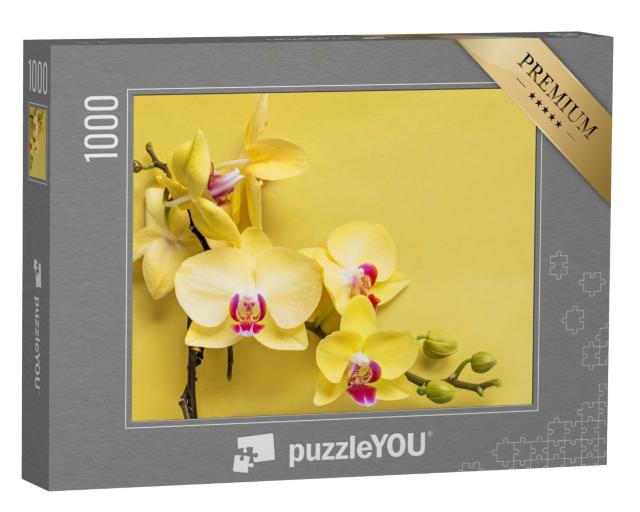 Puzzle de 1000 pièces « Branche d'orchidée jaune en fleur »