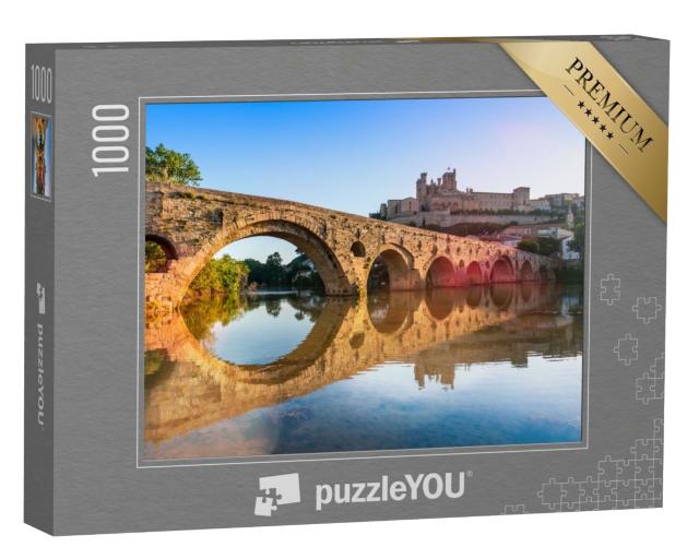Puzzle de 1000 pièces « le vieux pont et la cathédrale sur la rivière Orb à Béziers dans l'Hérault en Occitanie, France »