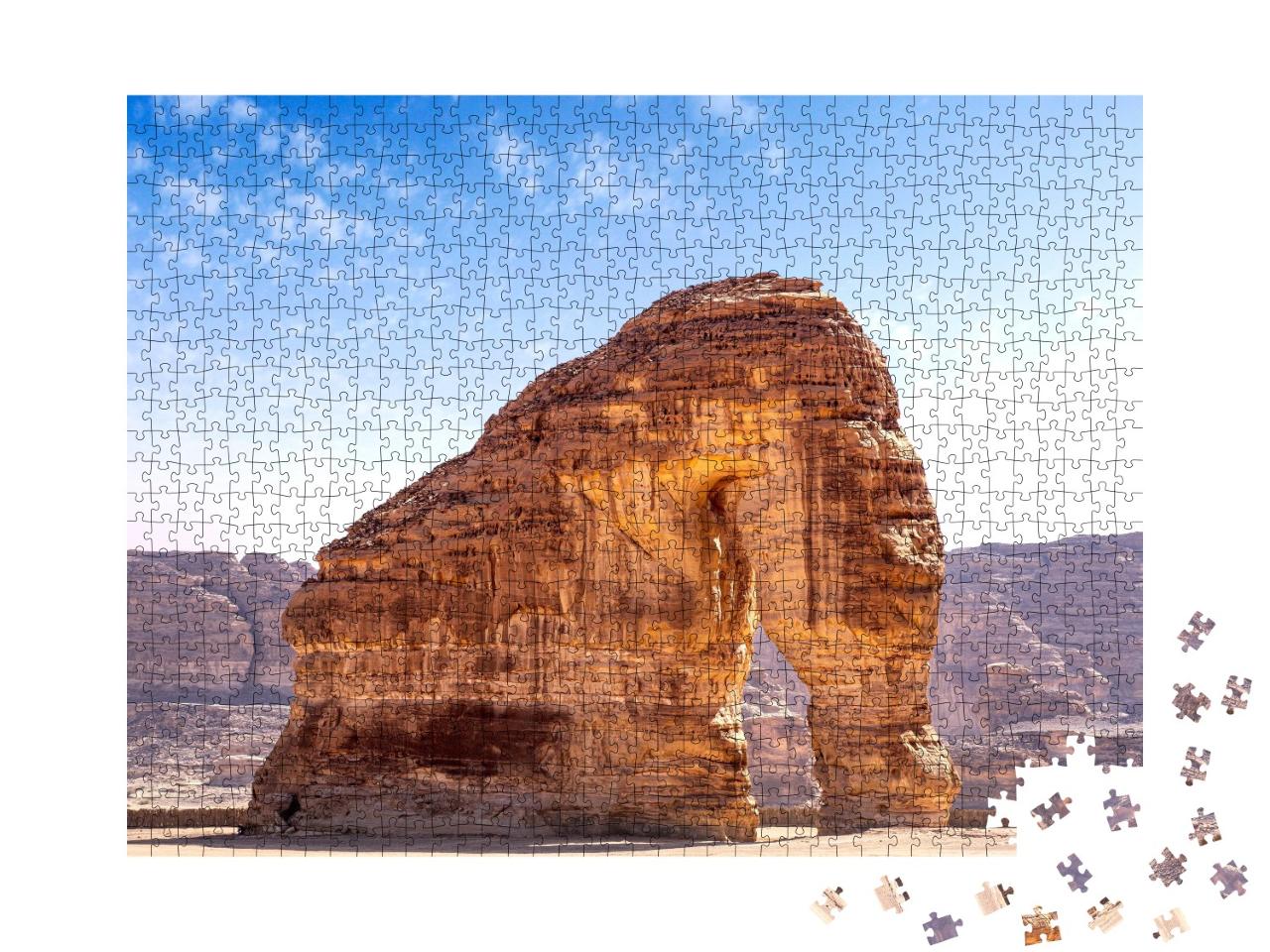 Puzzle de 1000 pièces « Rocher de l'éléphant, formation géologique spectaculaire en Arabie saoudite »