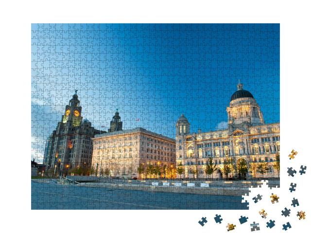 Puzzle de 1000 pièces « Liverpool de nuit, Angleterre »