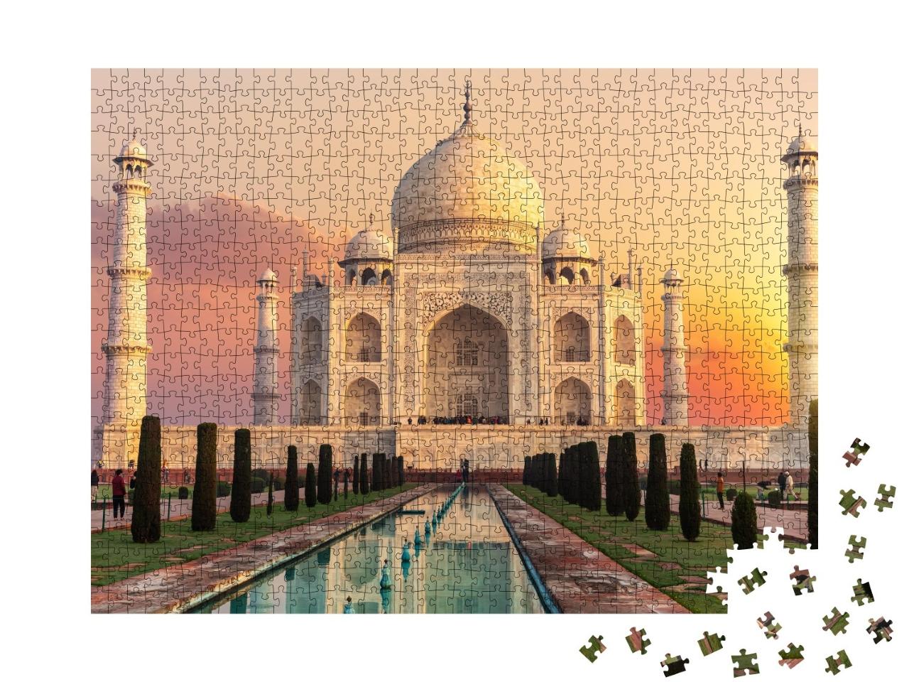 Puzzle de 1000 pièces « Taj Mahal au coucher du soleil en Inde »