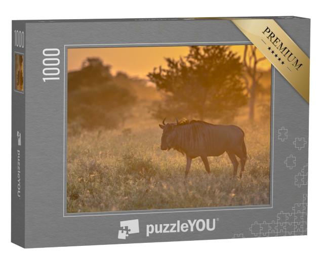 Puzzle de 1000 pièces « Gnou rayé dans la savane, parc national Kruger, Afrique du Sud »