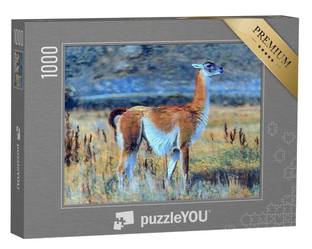 Puzzle de 1000 pièces « dans le style de Paul-Cezanne - Guanaco dans le parc national Torres del Paine »