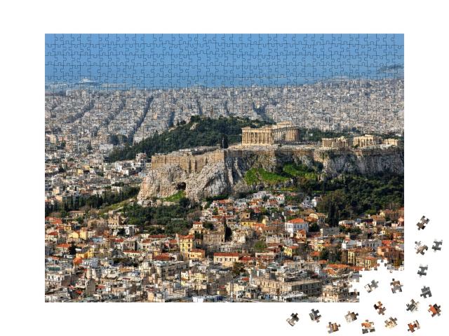 Puzzle de 1000 pièces « Vue sur la ville et l'Acropole à Athènes, Grèce »