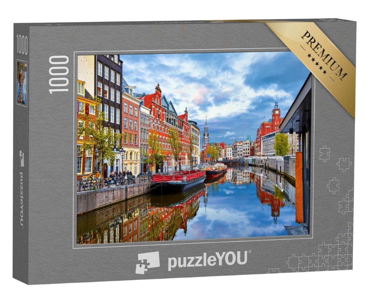 Puzzle de 1000 pièces « Canal à Amsterdam au printemps, Pays-Bas »
