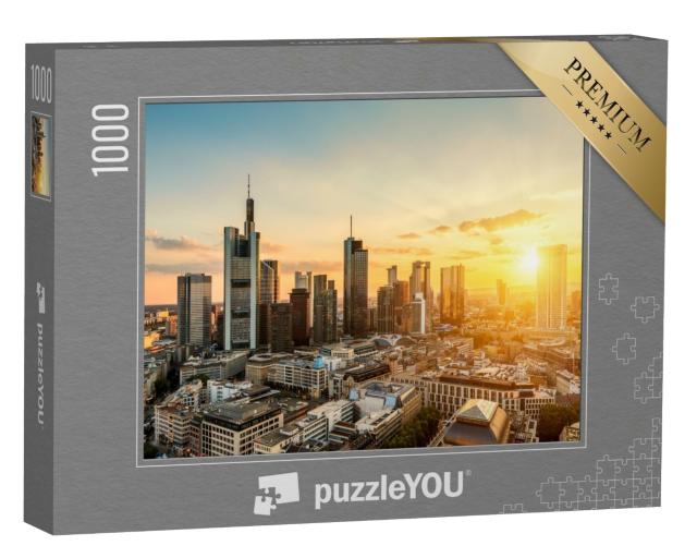 Puzzle de 1000 pièces « Skyline de Francfort-sur-le-Main au coucher du soleil »