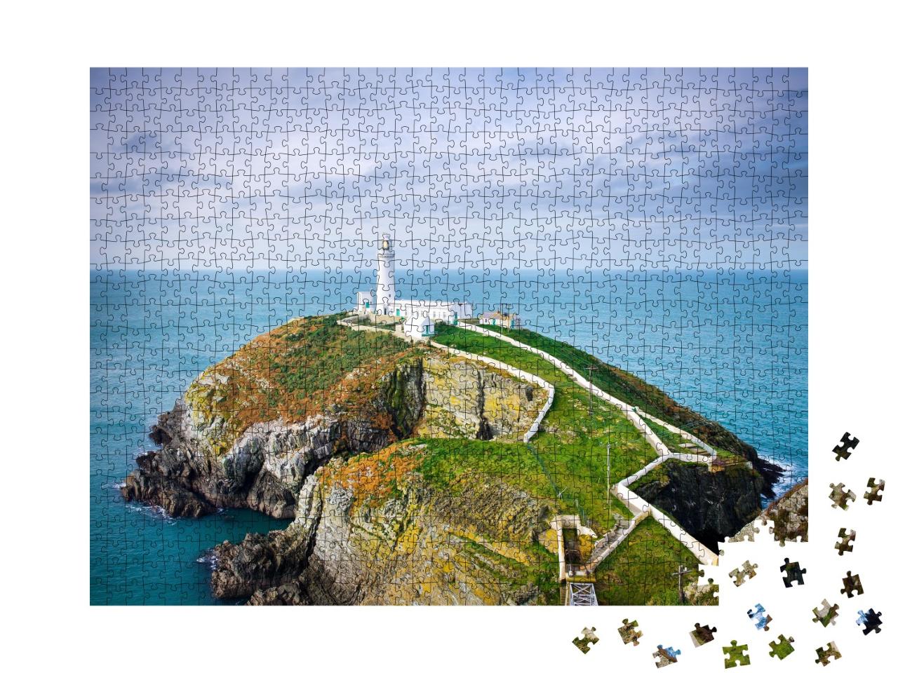 Puzzle de 1000 pièces « Phare de South Stack à Anglesey, Pays de Galles, Grande-Bretagne »