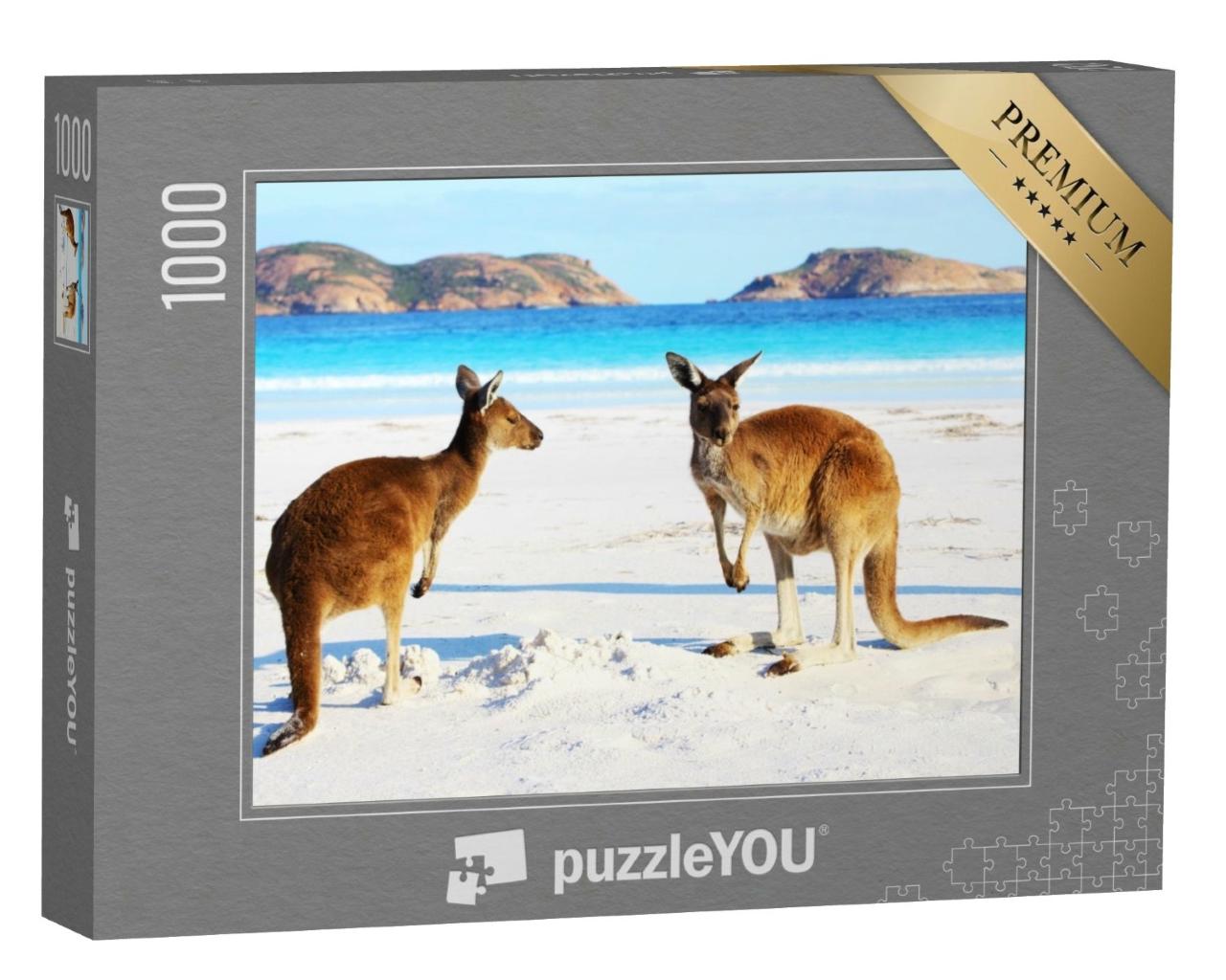Puzzle de 1000 pièces « Kangourous sur la plage, parc national de Cape Le Grand, Lucky Bay, Australie occidentale »