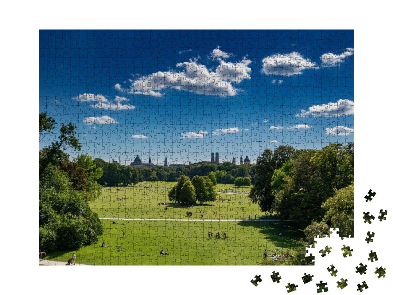 Puzzle de 1000 pièces « Vue depuis l'arche du Jardin anglais à Munich »