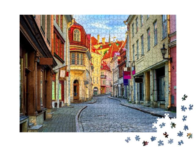 Puzzle de 1000 pièces « Ruelle dans la vieille ville de Tallinn, Estonie »