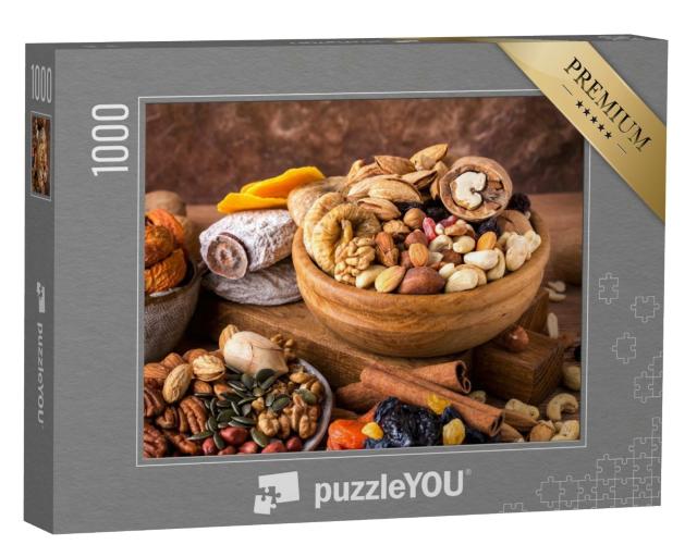 Puzzle de 1000 pièces « Composition d'un mélange de fruits secs et de noix »