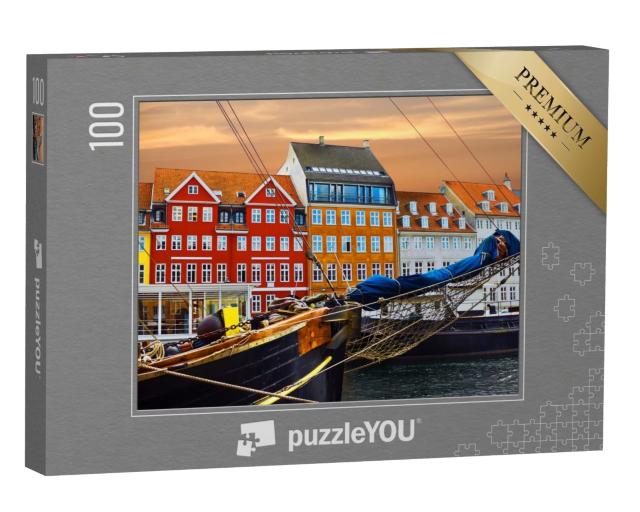 Puzzle de 100 pièces « Yachts et maisons colorées sur le front de mer à Nyhavn »