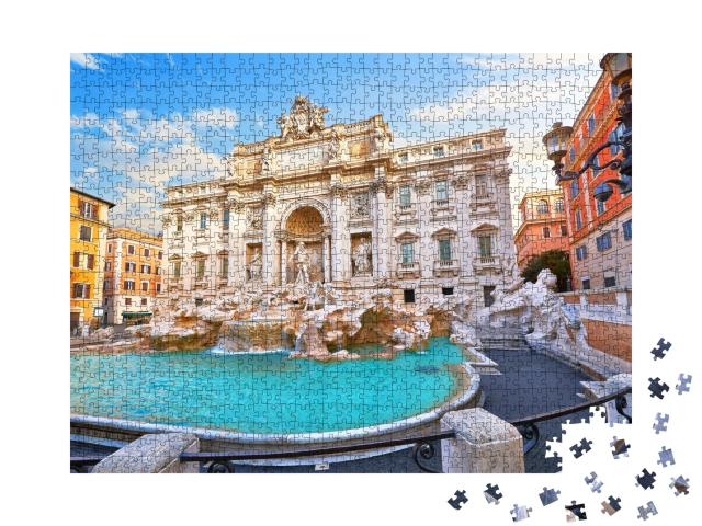 Puzzle de 1000 pièces « Fontaine de Trevi avec maisons médiévales, Rome, Italie »