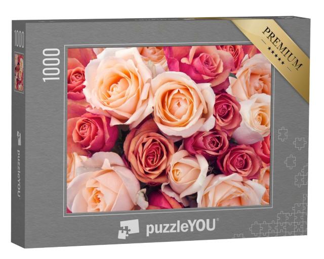 Puzzle de 1000 pièces « Roses roses, orange et pêche »