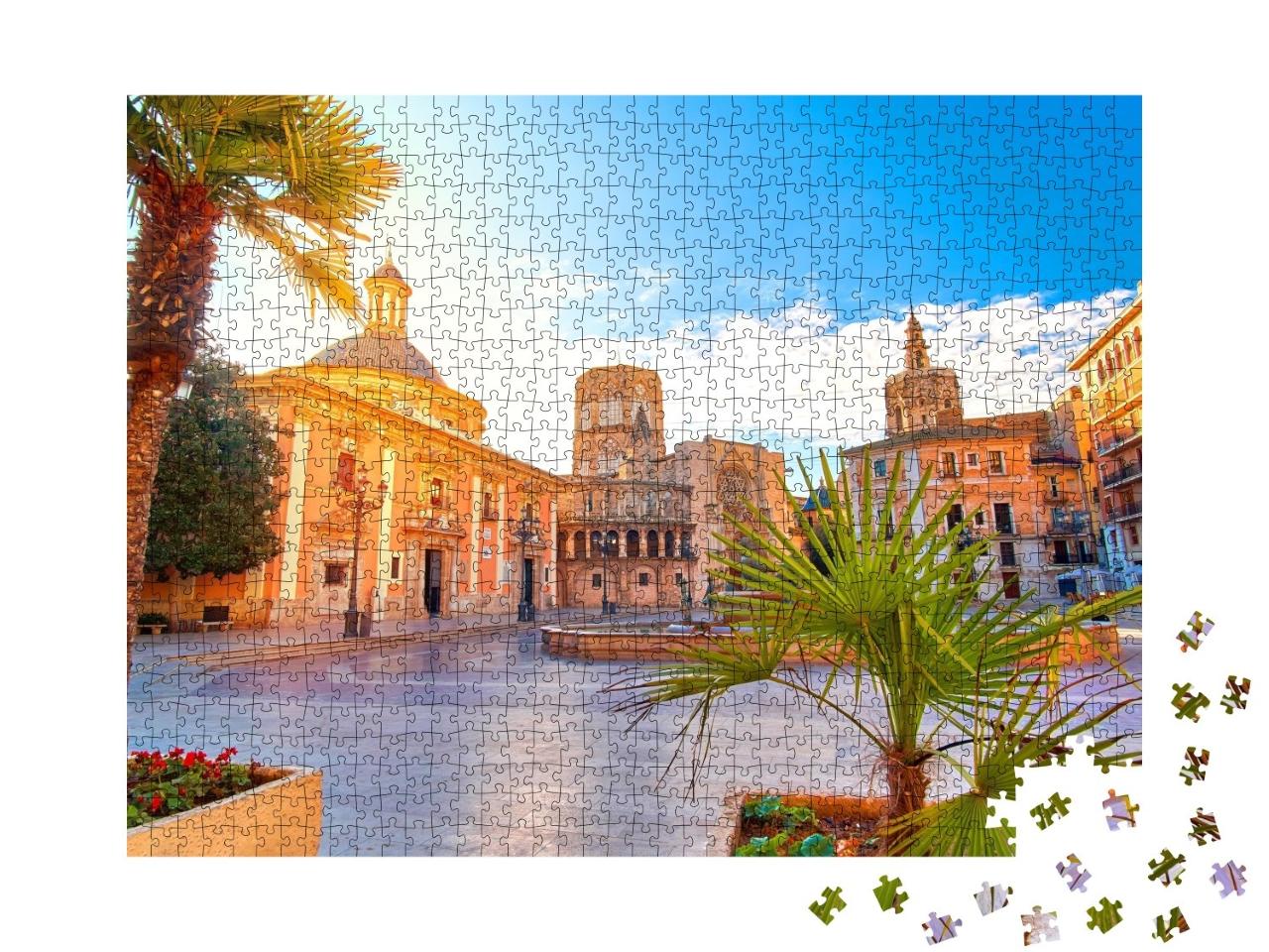 Puzzle de 1000 pièces « Place de la Vierge Marie : cathédrale de Valence au lever du soleil »