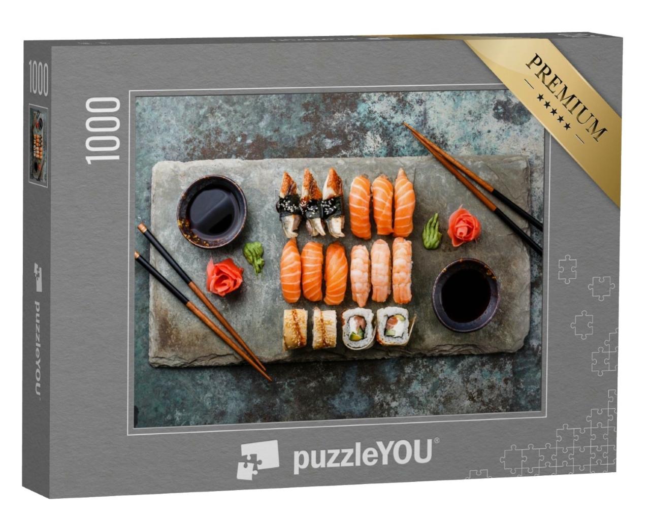 Puzzle de 1000 pièces « Set de sushi Sashimi et rouleaux de sushi »