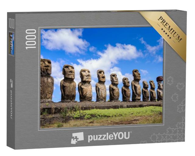 Puzzle de 1000 pièces « Figurines en pierre Moais de Ahu Tongariki, Île de Pâques, Chili »