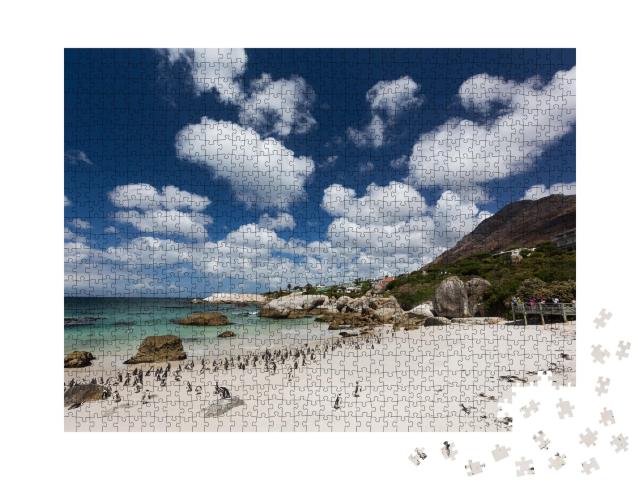 Puzzle de 1000 pièces « Des pingouins se promènent sur la plage, Boulders Beach, Le Cap, Afrique du Sud »