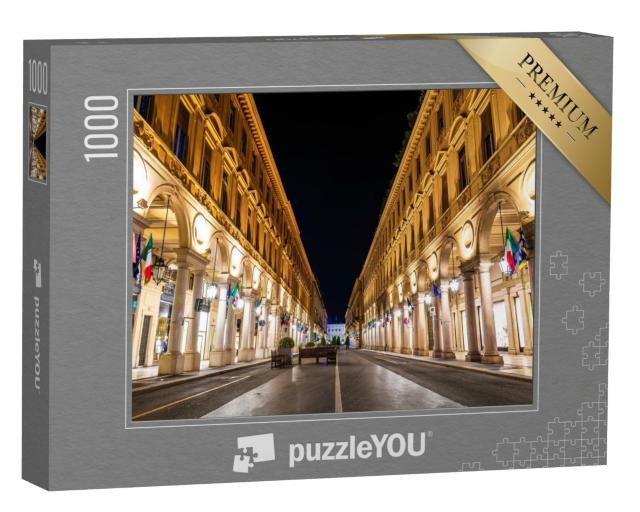 Puzzle de 1000 pièces « La Via Roma à Turin de nuit, Italie »