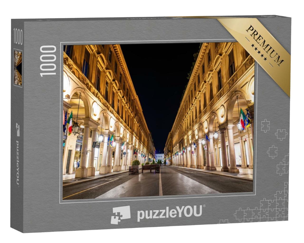 Puzzle de 1000 pièces « La Via Roma à Turin de nuit, Italie »