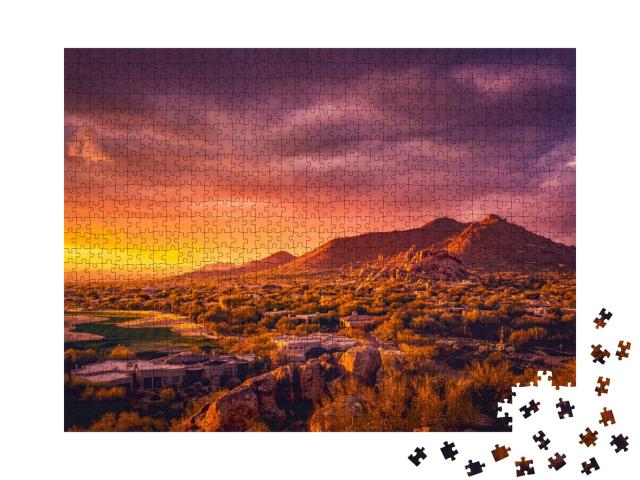 Puzzle de 1000 pièces « Ambiance du soir sur Scottsdale, Arizona »