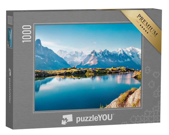 Puzzle de 1000 pièces « Panorama estival coloré du Lac Blanc avec le Mont Blanc »